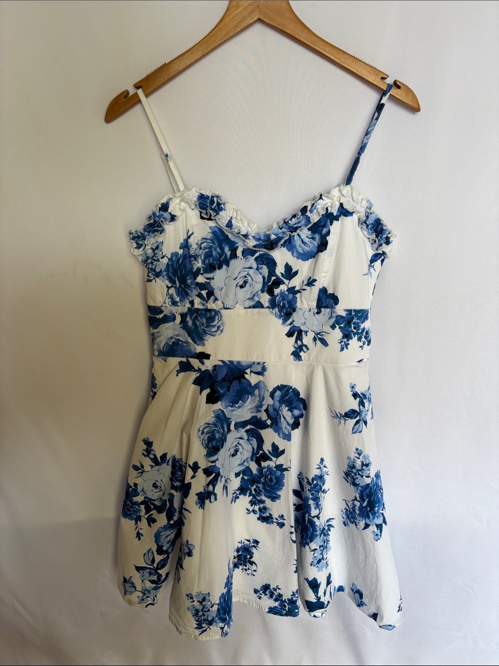 Trixxi Blue Floral Spaghetti Strap Mini Dress on White